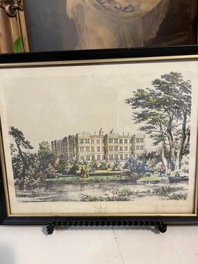 Picture Antique - Hand Tinted Garden Trent of Longleat House - Worcester England